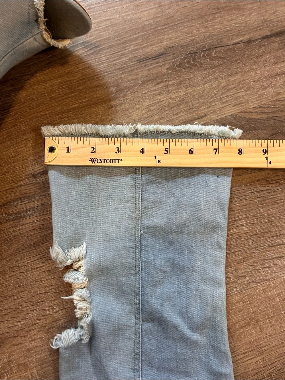 Womens Thigh-High Over-the-Knee Denim Distressed Stiletto Boots Light Wash 11